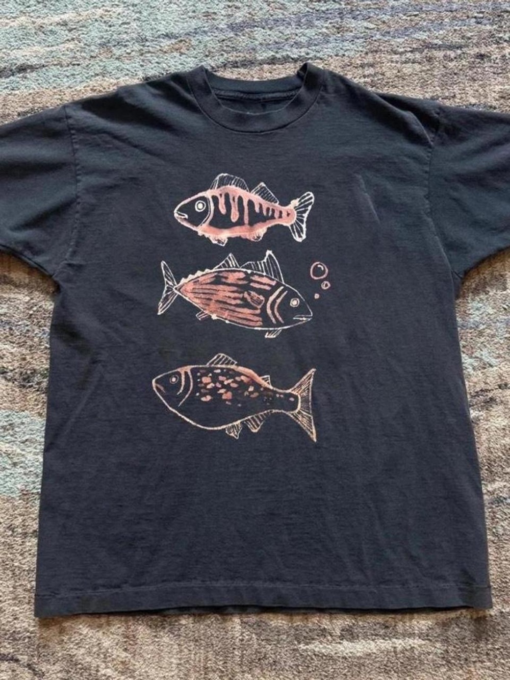 Gildan Black Tee with Coral Fish Graphics